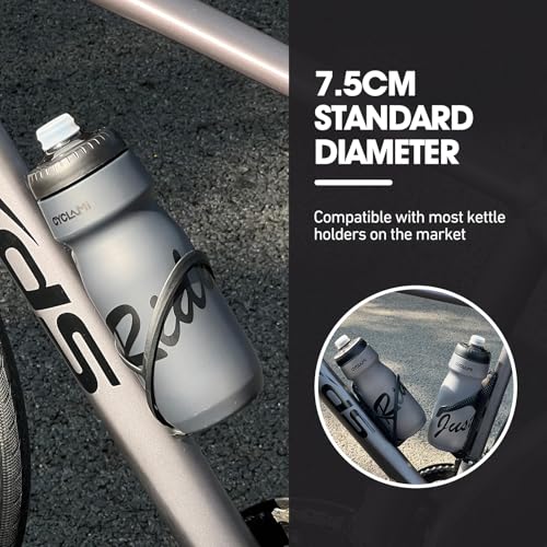 Bike Water Bottle 22oz/650ml Cycling Squeeze Water Bottle BPA Free Leakproof Easy-Squeeze Sports Bottles for Bicycle Gym Camping Hiking Truth Grey - color: Truth Grey