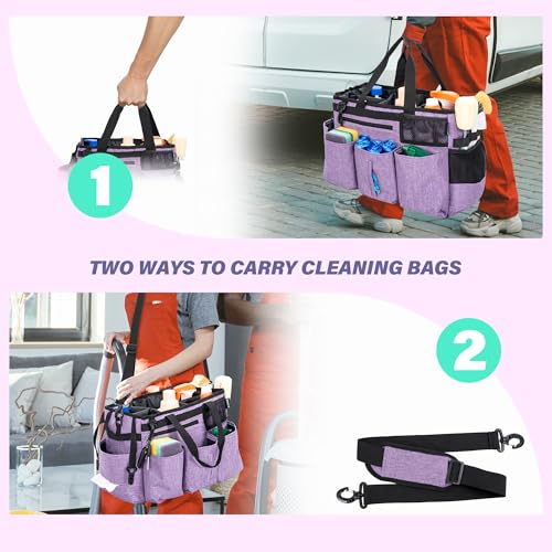 IBVIVIC Wearable Cleaning Caddy Bag for Cleaning Supplies, Purple - color: Purple