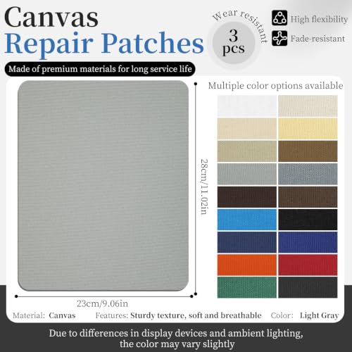 Canvas Repair Patch, Self Adhesive Waterproof Fabric Patch Light Gray - color: Light Gray