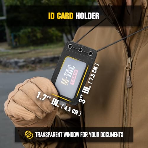 M-Tac Tactical Hanging ID Card and Patch Holder with Hook and Loop Surface and Draw Cord (Black) - color: Black, size: transparent panel