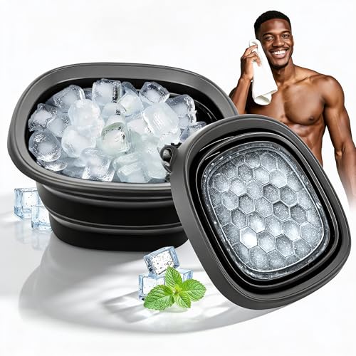 Face Bowl for Ice - Ice Face Plunge Bowl Collapsible, Silicone Facial Tub for Cold Water Therapy, Large Portable Ice Bath Basin for Skin Tightening, Puffiness Relief, Dunking and Rejuvenation, Unisex - size: Black
