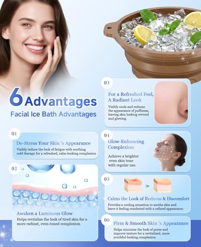 Ice Face Bowl with Built-in Ice Tray, Collapsible Silicone Facial Ice Bath Bowl for Cold Plunge Therapy, Skin Tightening & Acne Relief, Portable Spa Tool for Home & Travel Versatile Use - color: Coffee
