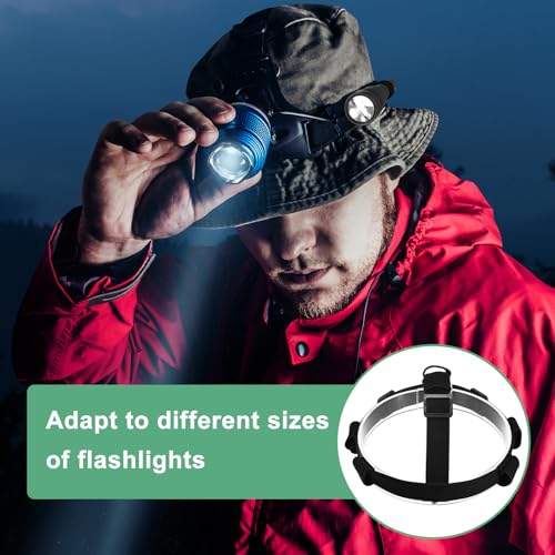 M METERXITY 2-Pack Head Lamp Replacement Strap, Elastic Headlight Strip LED Riding Fixed Multi Light Headlamp Band Lamp Replacement for Flashlight Outdoor Tools [Black, 20.9"/ 53 Cm]