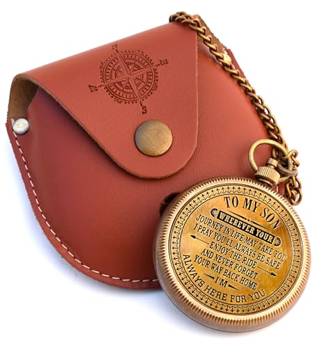 to My Son Compass with Wooden Box-Mom to Son Compass–Father to Son Gifts- to My Grandson -Graduation Day Gifts for Son-Birthday, Baptism, Graduation, Confirmation, Communion Compass for Women Men - style: # 5 TO MY SON COMPASS