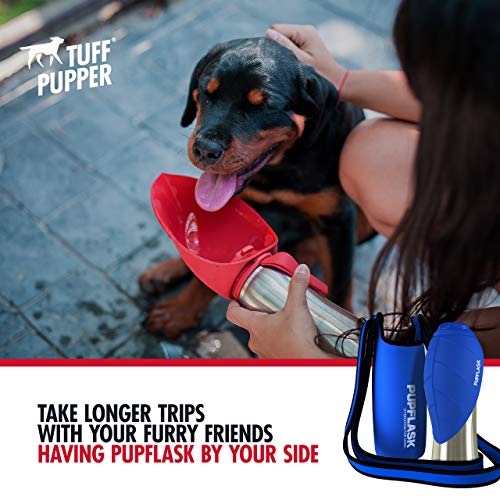 Tuff Pupper PupFlask Insulated Neoprene Dog Water Bottle Holder Sling with Wide Adjustable Shoulder Strap, Great for Travel, Walking, Hiking, Portable Pet Water Bottle Holder (40 OZ, Nebulas Blue) - color: Nebulas Blue, size: 40 OZ