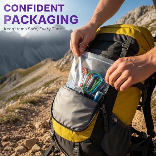 Heavy Duty Zip Seal Lock Bags, 6"x8" Extra Thick Storage Bags, 50 Pack | Quart, Waterproof, Reusable Clear Poly Plastic Baggies, Resealable Zipper, for Sandwich, Freezer, Tools, Industrial Parts - size: 6"x8"