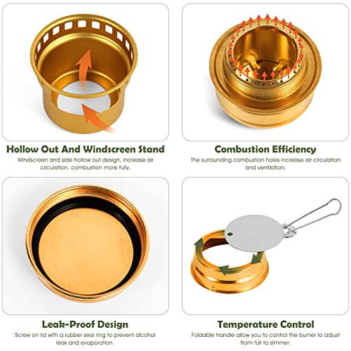 Portable 2 In 1 Mini Alcohol Stove Burner For Camping With Cross Stand - color: Gold