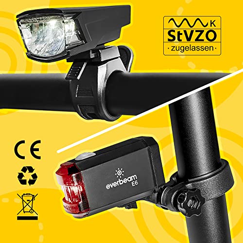 Bike Lights Front and Back LED Bike Light Set. StVZO Rechargeable, for Night Riding, USB Bicycle Light Safety Light Beam for Cars