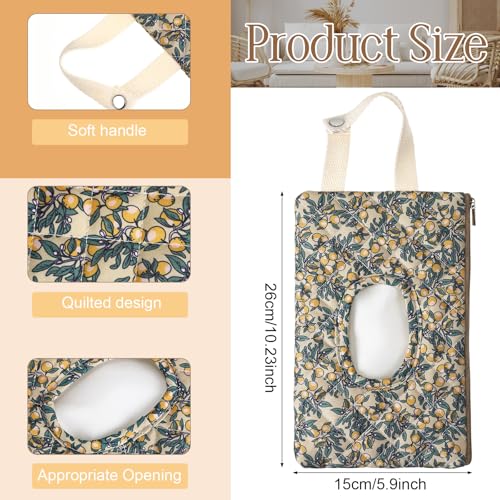1 Pcs Quilted Diaper and Wipes Pouch Portable Hanging Floral Wet Wipe Bag Diaper Bag Reusable Wipes Pouch for for Stroller Car Travel Infant Diapering Organizer (Green Lemon) - color: Green Floral