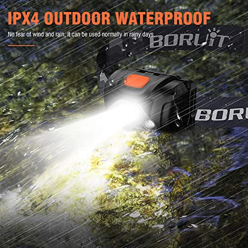 BORUIT LED Headlamp Red White Light Head Lamp [2-Pack] AAA Battery Super Bright Headlight 4 Mode Head Flashlight for Kids Adult Camping Running Hunting Fishing Gear - size: 2-pack