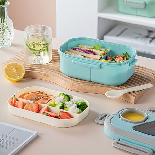 40oz Adult Bento Box with Multiple Compartments, Food - grade PP, Built - in Handle, Leak - Proof, Microwave & Refrigerator Safe (Pink) - color: Pink