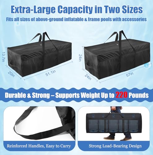 PJT 62 Gallon Extra Large Storage Bag for Pool Accessories, Black - size: Black - 51 x 20 x 14 in