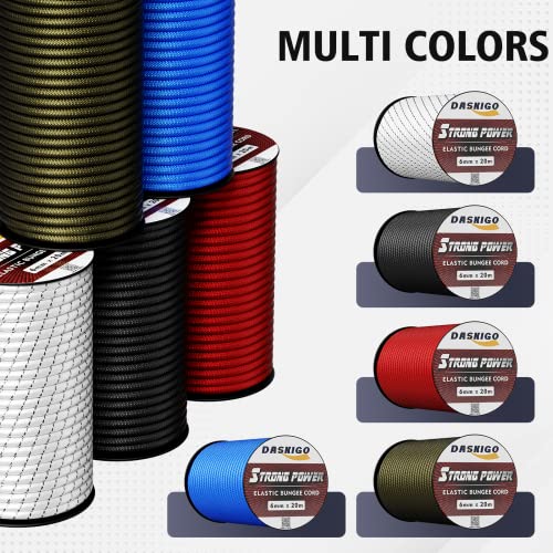 Elastic Bungee Shock Cord 3-8mm (White&Black, 3/16'' x 66FT) - color: White&black, size: 3/16'' x 66FT