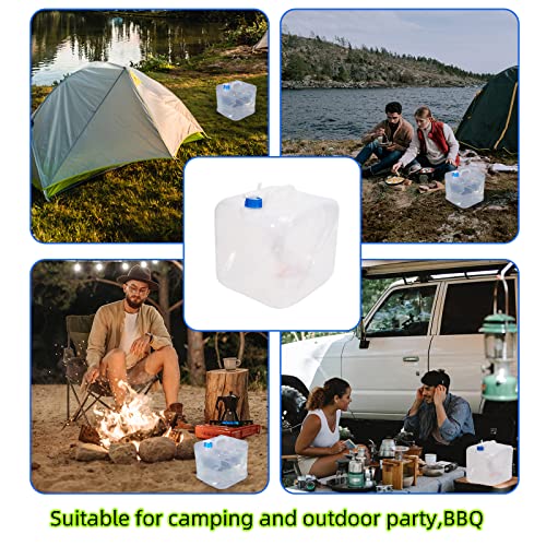 2 Pack Collapsible Water Container with Spigot, Foldable Cube Water Jugs Portable Water Storage for Outdoors Camping Hiking Disaster Preparedness & Survival Gear 1.4/2.6/4/5.3 Gallon - size: 5.3Gallon, style: Stylea