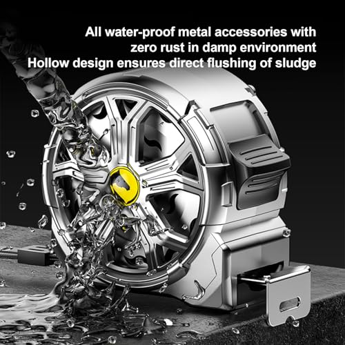 25ft Stainless Steel Tape Measure, Waterproof & Rustproof for Construction | Waterproof Tape Measure with Hollow Design and Laser Engraving Blade for Carpenters, Builders & DIY Projects(25') - color: 25'