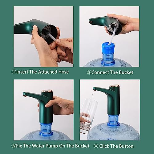 Water Bottle Dispenser,Automatic Drinking Water Pump, Portable Water Bottle Pump for Universal 3, 4 and 5 Gallon USB Electric Charging and Automatic Off Switch Green - color: Green