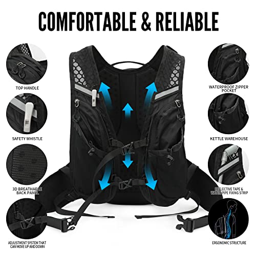 IX INOXTO Hydration Pack Backpack, Lightweight Water Backpack with 2L Hydration Bladder Daypack for Men Women,Running Hydration Vest for Trail Running Hiking Cycling Race Climbing - color: Black
