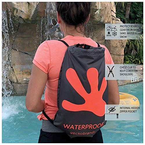 geckobrands Embark 10L Drawstring Backpack – Waterproof, Lightweight Dry Bag for Beach, Hiking, and Light Water Activities - color: Green/Navy
