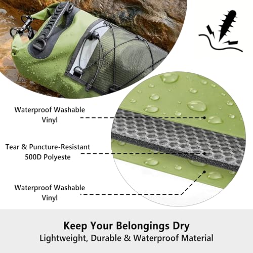 SHENDU 20L Waterproof Dry Bag - Roll-Top Backpack w/Waterproof Phone Case for Kayaking, Hiking, Camping, Boating, Beach Unisex（green） - color: Green