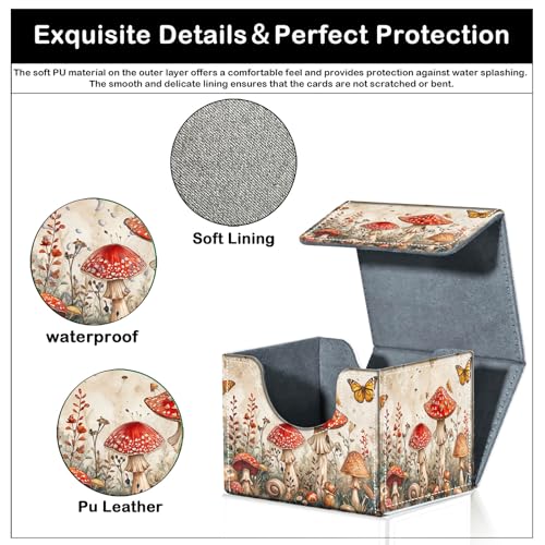 Card Deck Box for MTG Trading Cards with Magnetic Closure,Premium Card Storage Box Case Cover for TCG CCG Magic Cards,Mushroom Butterfly Weed - color: Mushroom Butterfly Weed