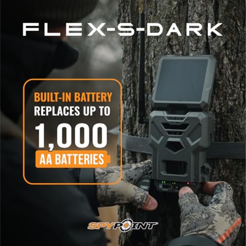 SPYPOINT Flex-S-Dark Solar Cellular Trail Camera – Built-in Solar Panel, 40MP Photos, 1080p Videos + Sound, No-Glow Game Camera, Night Vision, Motion Activated Trail Cam - style: FLEX-S DARK