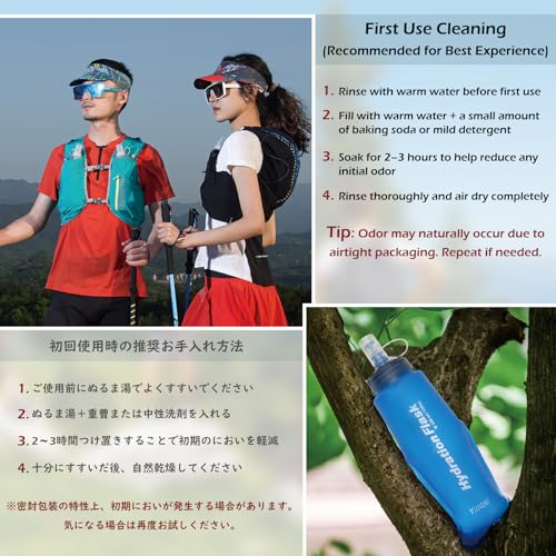 Running Water Bottle Handheld Plastic Flask Hydration Vest Packs Waist Belt Replacement for Runners Marathon Cycling Hiking - color: 03 Soft Flasks - Blue - 350ml/11.83oz - 2 Packs