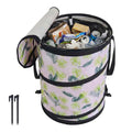 Collapsible Trash Can camping with Zipper Lid, 24 Gallon Pop Up Trash Can for Camping & RV Storage and Organization, 900D Oxford Waterproof Portable Garbage Can with Hard Bottom & Ground Stake