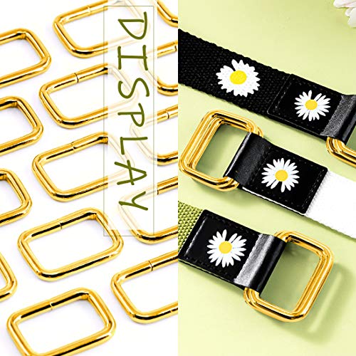 Swpeet 60Pcs 1 Inch / 25mm Heavy Duty Metal Ring Buckle Webbing Belts - color: Gold, style: Metal Rectangle Ring