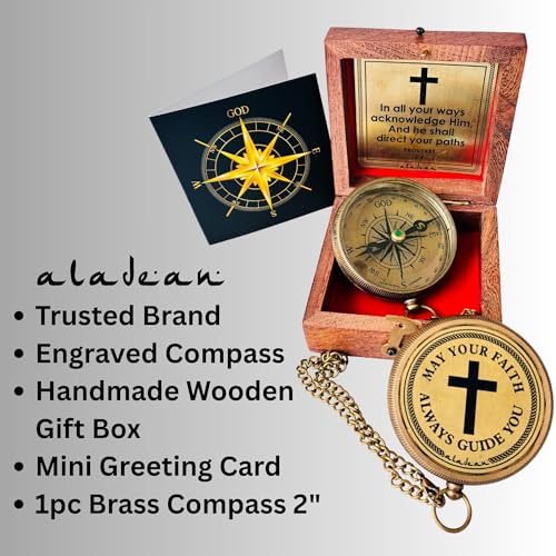 'Brass Compass 2'' | Engraved Quote Gift for Birthday Anniversary Wedding Christmas Thanksgiving Graduation Confirmation Baptism'