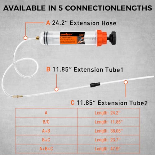 500CC Fluid Extractor and Fill Pump, Manual Oil Syringe Suction Pump with Long Hose and Extension Tubes, Automotive Fluid Transfer Pump for Oil, Brake Fluid, Coolant, Gear Oil, Cars, Boats, Lawn Mower - size: 500ML with Hose