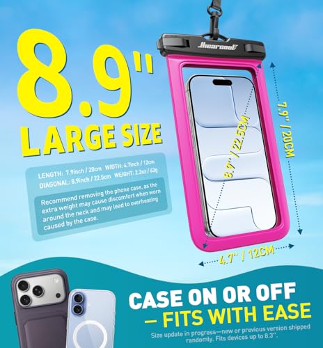 Hiearcool Waterproof Phone Pouch, Waterproof Phone Case, Bright Red 2-Pack | Durable multilayer IPX8 protection; touchscreen access and fit up to 8.9 inches; cruise essentials 2026 for beach and pool - color: 2Bright Red