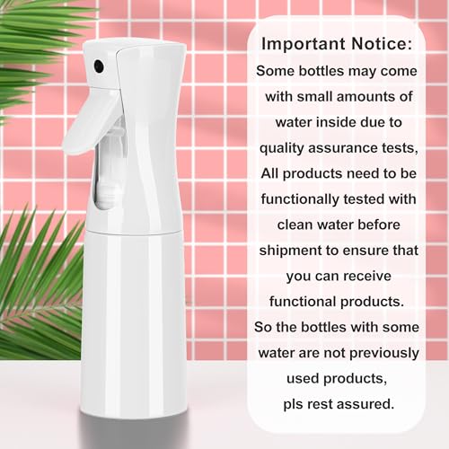 (White Hair Mister Spray Bottle，Spray Water Bottle Fine Mist Refillable Plants（6.8OZ /200ML） Barber，Showering Pets, Plants, travel, Ironing and Cleaning ﻿ ﻿ ﻿(Continuous Spray) - color: White