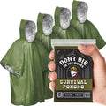 Don’t Die in The Woods – Emergency Poncho – Heat Saving + Rain Protection - color: 4pk Refill - Grave Robber Green