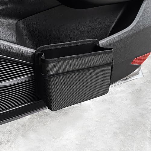 Accmor Collapsible Car Trash Can, Vehicle Garbage Organizer Holder Bin with One Roll Trash Bag, Waterproof Hanging Mini Auto Dustbin Accessories Storage Container for Vans, SUVs - color: Black/Gray