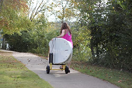 Suspenz Double SUP Transport Cart with Airless Wheels, Carrier/Trolley for 2 Stand Up Paddle Boards & Surfboards, Yellow (22-9934)