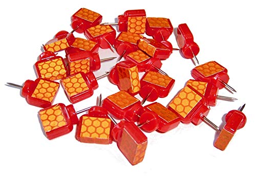 Orange Reflective Wing Tacks (Pack of 50) Trail Tacks, Glow Tacks, Hiking Markers, Trail Marking Tacks, Mark Trail Reflective Thumb Tacks for Hunting, Orange Tacks with Included LED Keychain Light