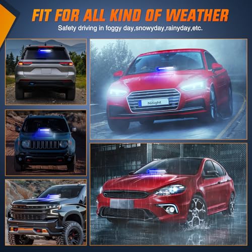 Nilight 12LED Traffic Advisor Strobe Light Bar Blue White Hazard Safety - color: Blue White, size: 12LED