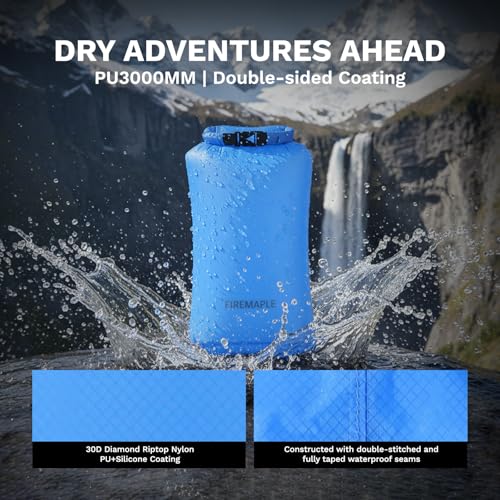Fire-Maple Ultralight Dry Bag, 1.1oz -6L Waterproof Pack for Camping Hiking | 30D Tear-resistant Nylon, Double-layer Waterproof (Silicone+PU), Roll-top D-ring Seal as A Handle, Space-Saving Design‌ - size: 6L