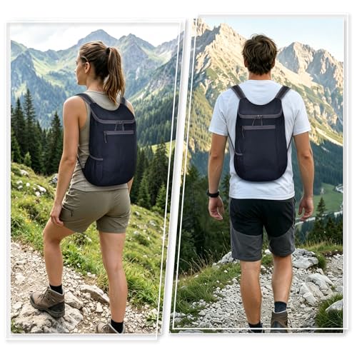 Lightweight Foldable Backpack,Travel Hiking Daypack Packable Bag | Dark Blue,20L Folding Backpack for Outdoor, Cycling,Camping, for Men and Women - color: Drak Blue