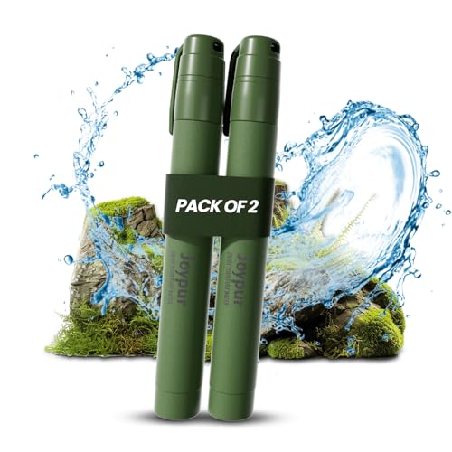 Portable Water Filter Straw Survival, Essential Camping & Hiking Gear, Water Purification Straw for Travel, Biking and Emergency Preparedness - color: Green, style: 2PACK