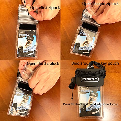 DRIPAC Waterproof Car Key FOB Case Bag Dry Holder Pouch For ID Badge Cash - color: Clear+pink