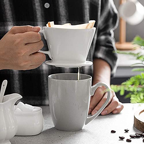 DOWAN Pour Over Coffee Maker, Non-Electric Pour Over Coffee Dripper, Manual Brew Maker, Single Cups Porcelain Slow Brewing Accessories for Gifts,White - color: White