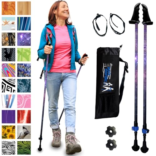 York Nordic Motivator Walking Poles for Balance and Rehab - Patented Stability Grips - Lightweight, Adjustable, and Collapsible - 2 Pieces Adjustable w/flip Locks - Heights 4'6" up to 6'2" - 230 lbs - color: Galaxy