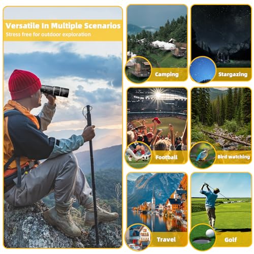 16X52 High Powered Monocular Telescope for Adults with Upgraded 52mm Objective Lens, Suitable as Mens Gifts Ideas for Camping, Hiking, Bird Watching and Hunting