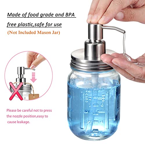 Amolliar Mason Jar Liquid Soap Dispenser Pump Lid, Brushed Nickel 6 Pack | Stainless Steel Soap Pump 16oz Regular Mouth Jar, Farmhouse Decor, Hand Soap, Dish Soap, Lotion Soap Lid, Extra 3 Long Tubes - color: Brushed Nickel, size: 6 Pack