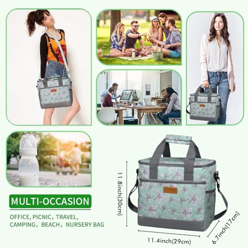 iknoe 24 Can Insulated Cooler Bag, Leakproof Lunch Tote Bag 15L - color: Daisy, size: Large