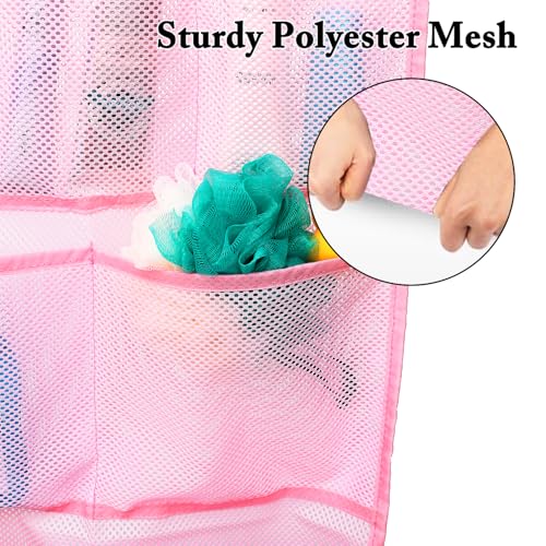 Fammart Mesh Shower Caddy Hanging, Quick-Drying Shower Organizer with 7 Pockets, Portable Bathroom Organizers and Storage for Shampoo, Soap, Loofah, Travel, and Cruise Essentials - color: Hanging Type, 2 Pack - Pink