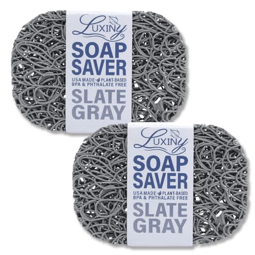 Soap Savers for Bar Soap, American Made by Luxiny, Lifts Soap in Soap Dishes & Shower Soap Holders - Handmade Soap Lasts Longer - Made from Plant Materials (Slate Gray - 2 Pack) - color: Slate Gray - 2 Pack
