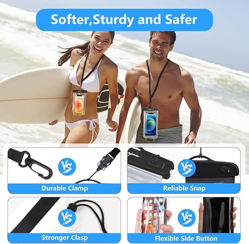 Rynapac Waterproof Phone Pouch 2 Pack, Waterproof Phone Case, [Up to 8.5''] | Face Unlock, Touchscreen, Durable IPX8 Dry Bag for iPhone 17 16 15 Pro Max, Includes Lanyard, Beach & Cruise Essentials 2026 - color: [Black + Black] Waterproof Phone Pouch