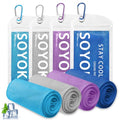 SOYOK 4 Packs Cooling Towels, 40" x 12" Cooling Towels for Neck and Face - color: Light Blue/Light Grey/Purple/Royal Blue